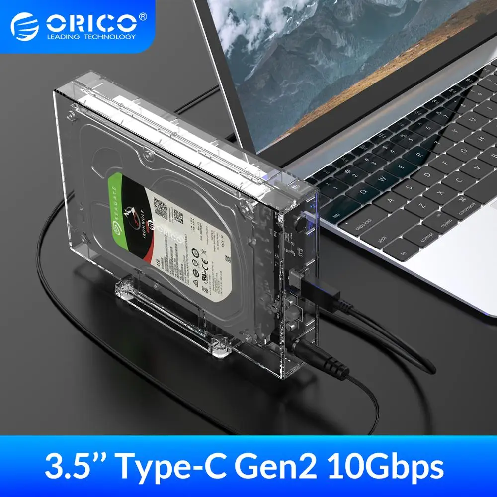 Корпус для жесткого диска ORICO 3 5 дюйма Type C с держателем SATA3.0 прозрачный чехол на