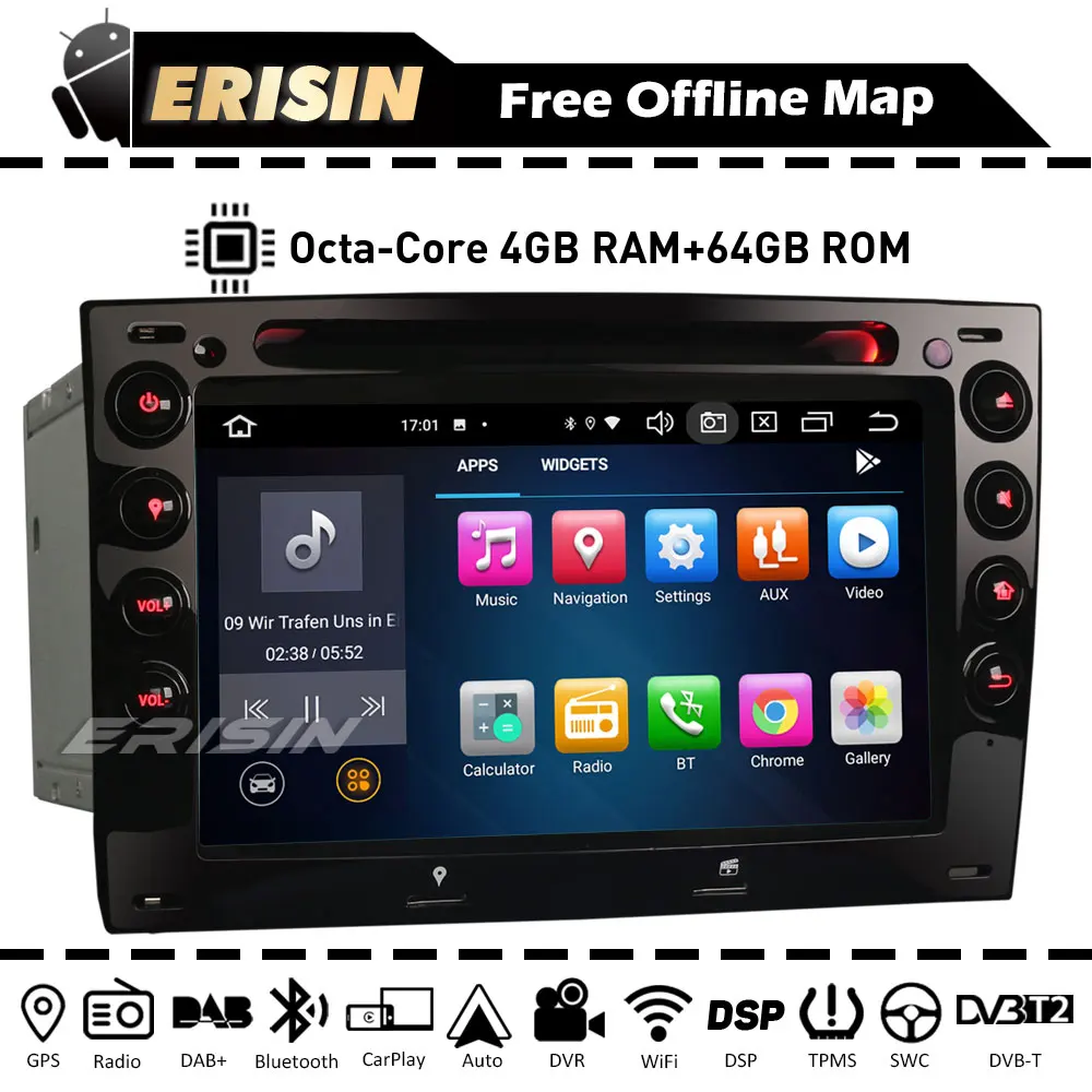 Автомагнитола ES8113M 7 дюймов Android 10 0 DSP CarPlay GPS DVD 4G Wi-Fi TPMS Bluetooth OBD DVR для Renault Megane 2003-2010 |