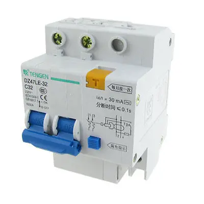 Защита от перегрузки 2P+ N прерыватель цепи при утечке на землю AC 230V 32A