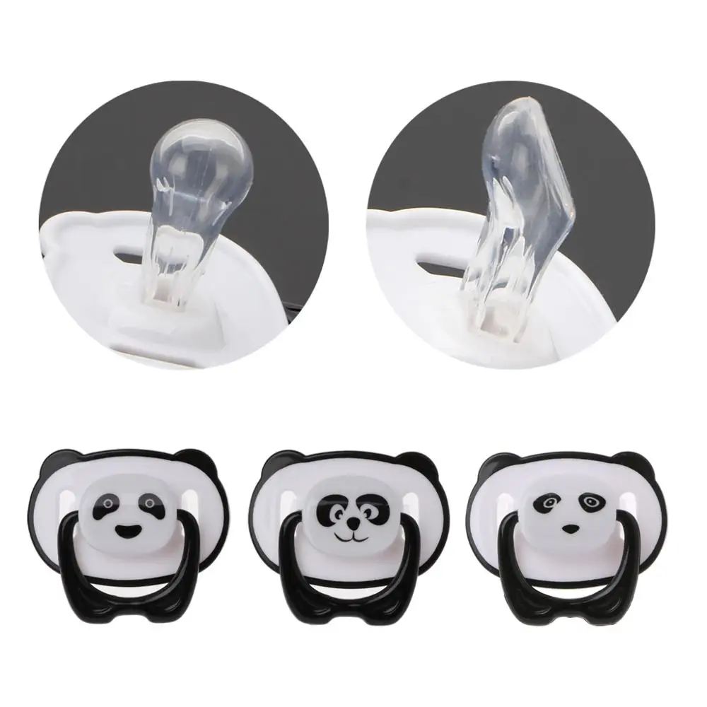 

Cute Panda Nipple Dummy Pacifier Baby Food Grade PP Silicone Soother Toddler Orthodontic Nipples with Ring Teether Baby Pacifier