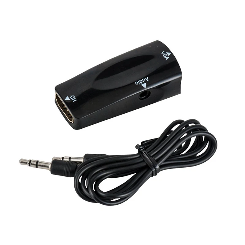 HD 1080P HDMI-compatible Female to VGA Adapter 3.5mm Jack Audio Video HD2VGA Converter For PC Laptop TV Box Computer Display HDMI to VGA Adapter Cable
