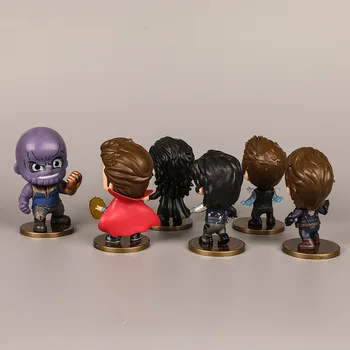 

6 pcs/set 10.5cm The Avengers Thanos Doctor Strange Q Version Decoration Dolls Base Cake Model Toy PVC Doll Christmas gift