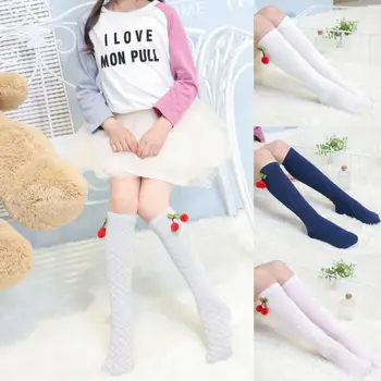 

Cherry Cotton Girls Stockings Kids Children Plaid Knee High Socks Stocking Baby Toddler Leg Warm Leggings Pantyhose