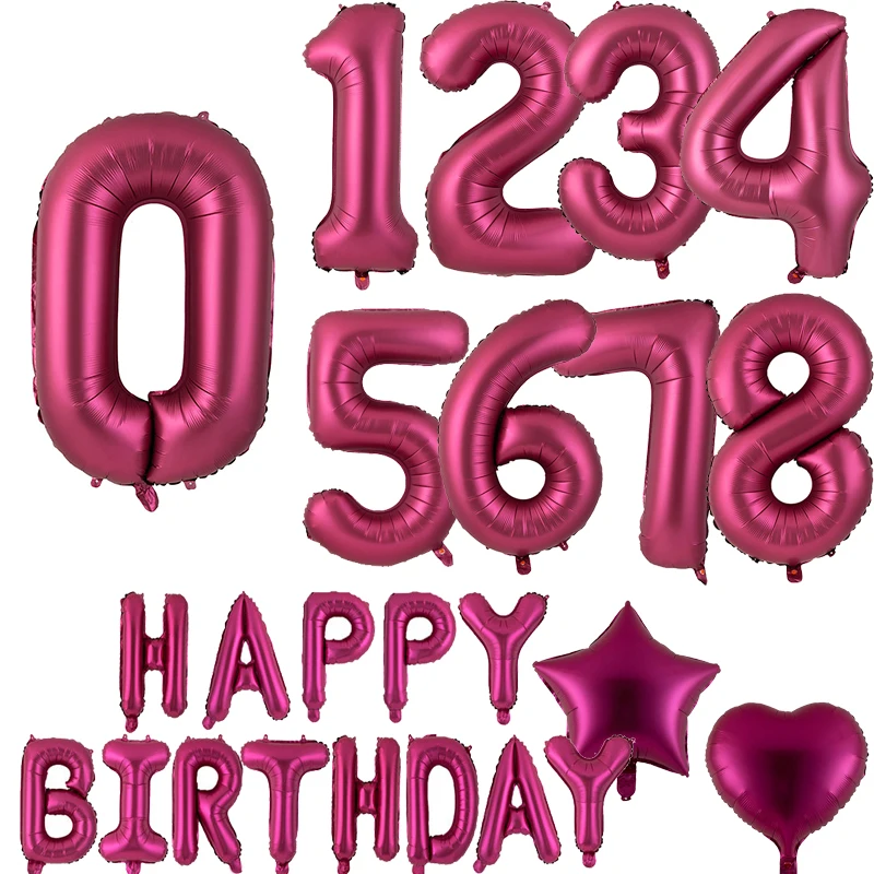 40 дюймов бордовые фольгированные воздушные шары с большим количеством цифровые