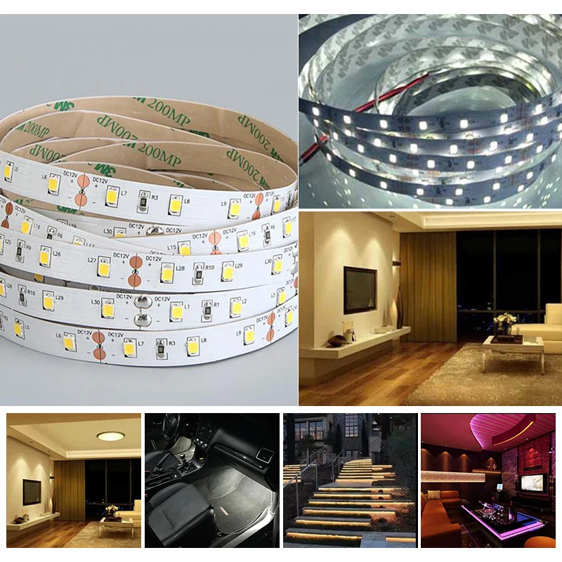 

LED Strip Light DC12V 30LED/M Indoor Outdoor Lighting SMD 2835 IP65 Waterproof 5M 8MM PCB Board Width Flexible Tape Light