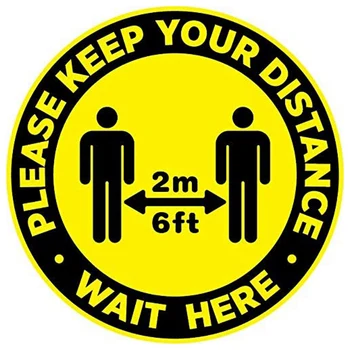 

PACK of 10 Please Practice Social Distancing Floor Sign 11.8 Inch Circle Pressure Sensitive Adhesive Made to Walk On