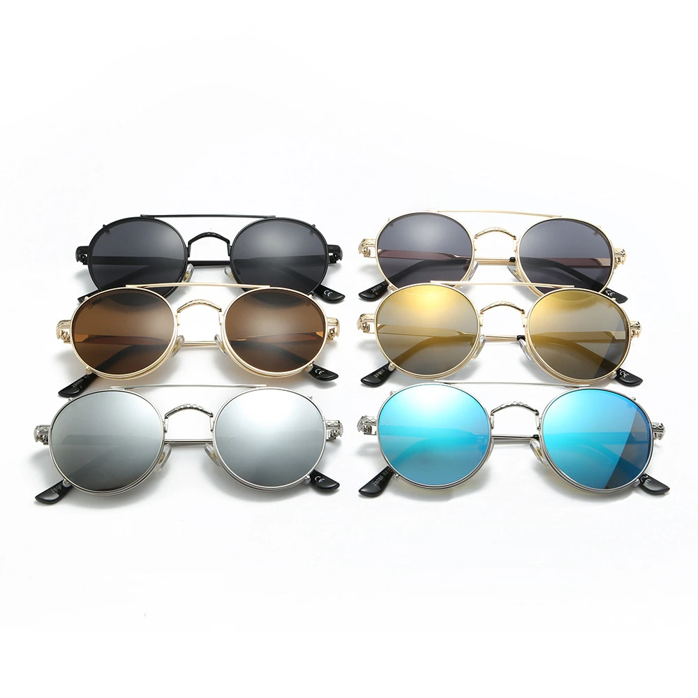Готический двойной набор металлических стимпанк солнцезащитных очков мужские внутренние плоские зеркальные наружные солнцезащитные очки двойного назначения gafas de sol hombre