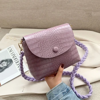 

Braided Shoulder Strap Design PU Leather Mini Shoulder Bags For Women 2020 Crossbody Bags Lady Luxury Alligator Mini Handbags