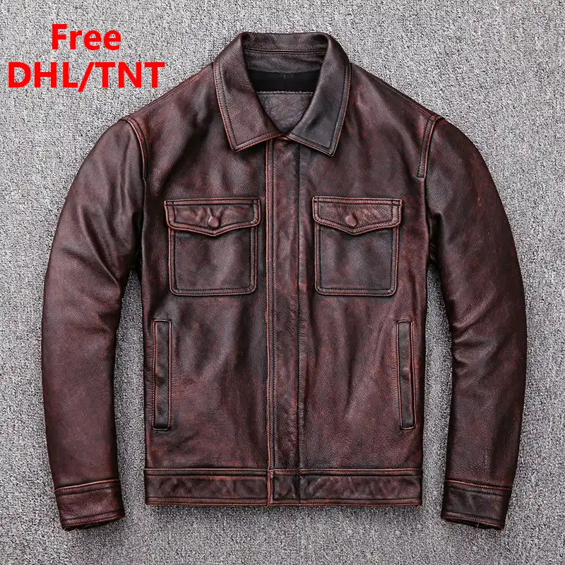 jaqueta de couro de vaca