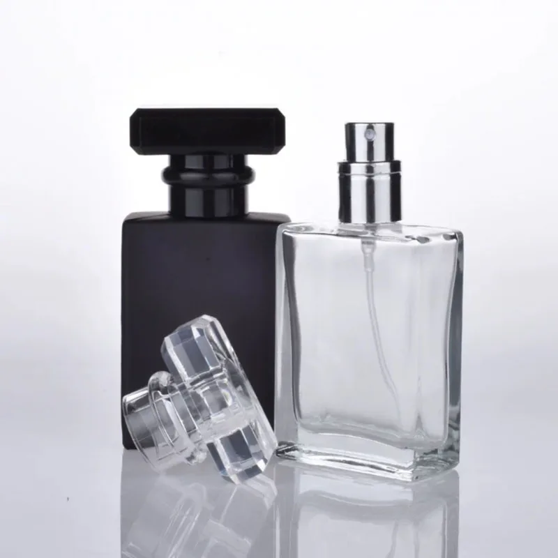 30ml Perfume Spray Bottle Glass Bottle Lead free Square Refillable Atomizer Glass Bottle Portable Travel Cosmetic 5