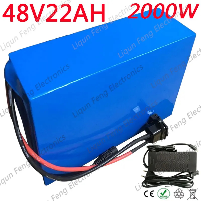 48V 22AH электрический велосипед батареи 1800W 48V Перезаряжаемые литий-ионный аккумулятор с ПВХ чехол 50A BMS 54,6 V 3A зарядное устройство