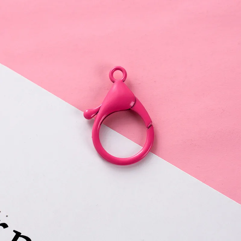 Meetee 30pcs 35mm Lobster Buckle Colorful Key Ring Spring Hook Dog Collar Buckles Key Chain Handbag Pendant Decoration BF281 - Цвет: watermelon red