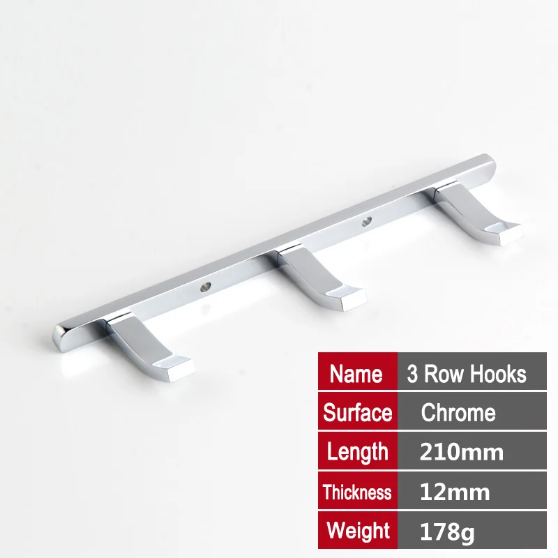 3 Square Flat Hook 23456 шт., набор крючков для ванной комнаты, хромированные крючки для полотенец, твердая медь, квадратный плоский ряд крючков, вешалка для халатов, крючок, вешалка для семьи - Цвет: 3 Square Flat Hook
