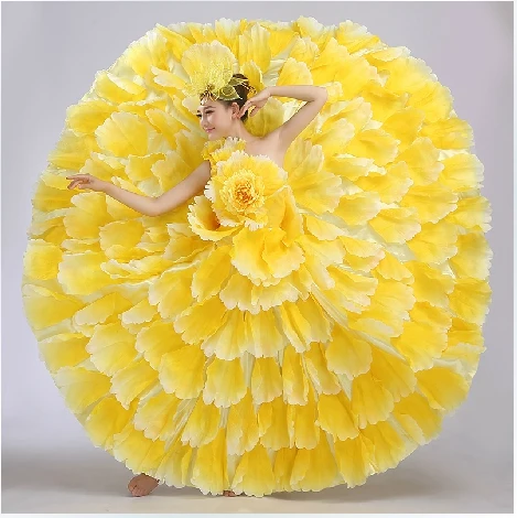 Spanish Flamenco Dress Costume Dance Dresses Skirts Petal 550 720 Vestido Falda Mujer Camisa Flamengo Do Trajes De Flamenca - Цвет: 540 yellow