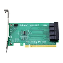 ANU24PE16 Nvme PCIe X16 U.2 SSD 4 порта riser Card SFF8643 к SFF8639 для NVMe SSD с 2 кабелем(ssd не входит