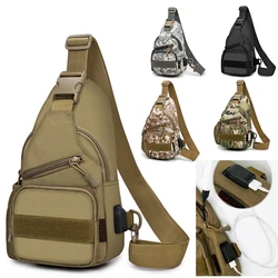 Mens Sling Bag Chest Pack USB Charging Cross Body Handbag Shoulder Sports Travel Military Backpack