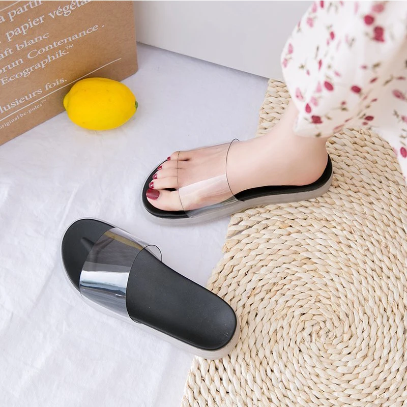 

Summer Crystal Slides Women Jelly Shoes Platform Flat Slippers Beach Casual Shoes Woman Comfort Transparent Slippers Women 2020