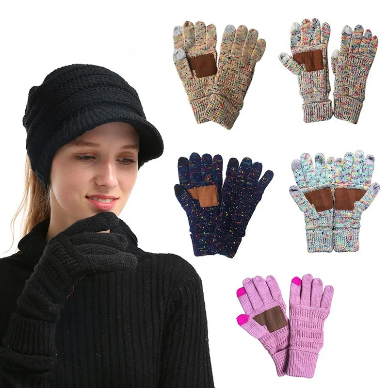 Горячая Распродажа женские шерстяные теплые митенки без пальцев теплые зимние женские вязаные перчатки из искусственного меха