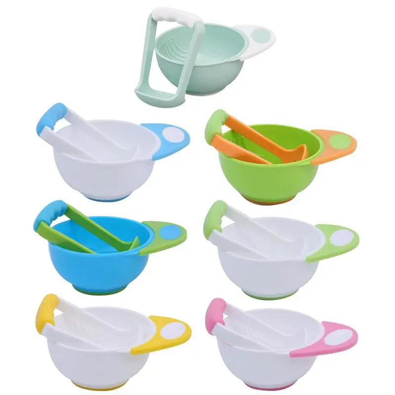 HAPPY MONKEY Baby Food Grinding Bowl Set Feeding Food Bowl Fruit Press Machine Safety Processor Baby Mills Tools