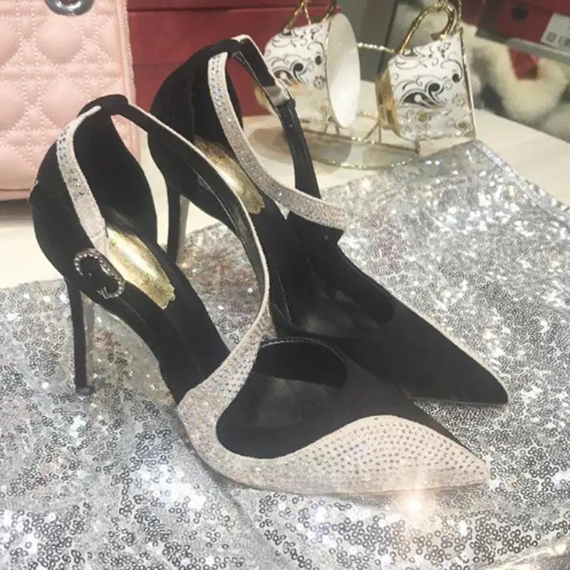 heel height 7 ALLBITEFO/модные женские туфли на высоком каблуке с узкими лентами; женские туфли на высоком каблуке; вечерние туфли высокого качества для девочек; женские туфли на каблуке - Цвет: heel height 7