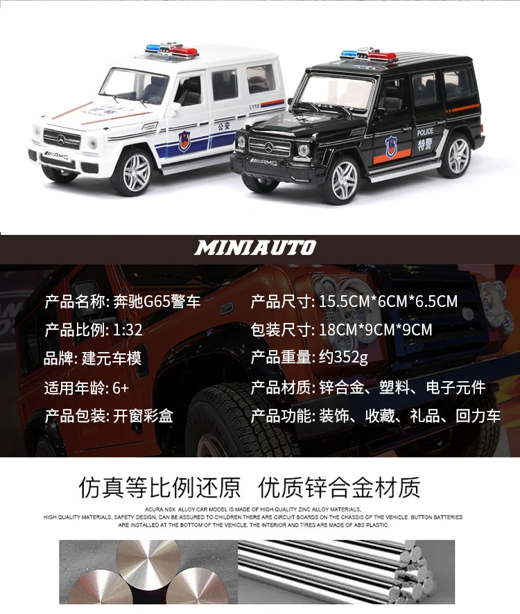 1:32, новинка, Mercedes G65, внедорожник, Полицейская машина, сплав, Спортивная модель автомобиля, Diecasts, игрушечный транспорт, звук и светильник для детей, автомобильные игрушки, горячая Распродажа