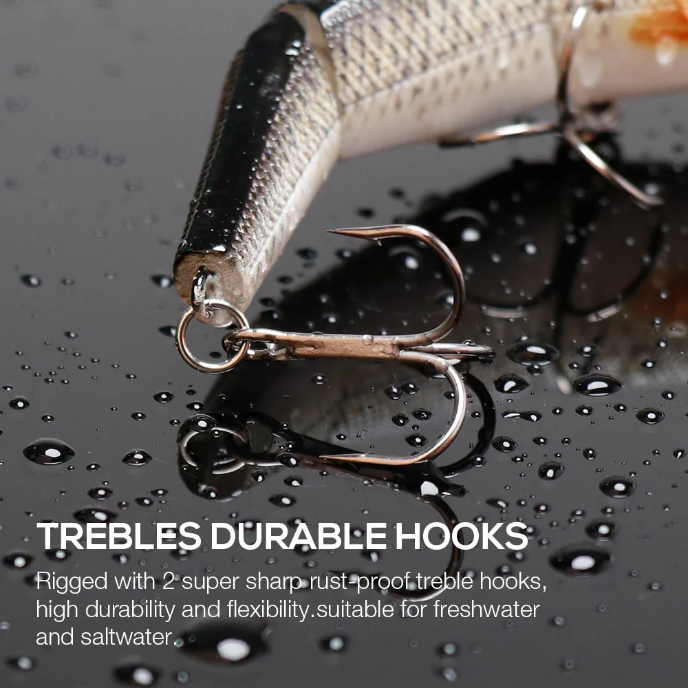 TREHOOK Железная пряжка соединенная 3 сегмента Swimbait 10,5 см 16 г Черный Гольян воблеры жесткая приманка для рыбалки приманка, рыболовные снасти