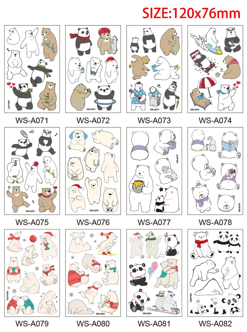 12x7.6cm Cartoon Cute Tattoo Design for Woman Man Kid Football Space Heart Sea Animal Bear Mermaid Sticker Temporary Body Tattoo (5)