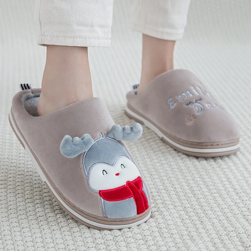 

Women's Home Slippers Indoor House Shoes Woman Slip On Cute Cartoon Furry Warm Laides Christmas Women Shoes Soft Flat Footwear