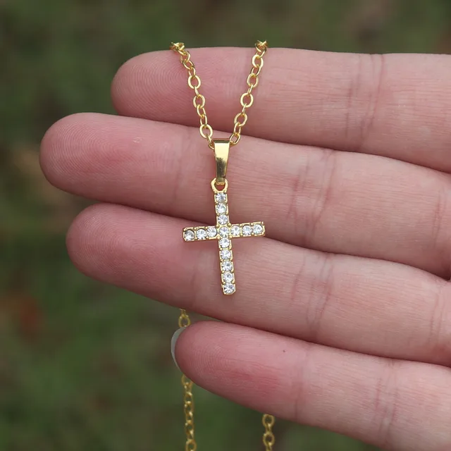 Cross Crystal Zircon Chain Necklace 