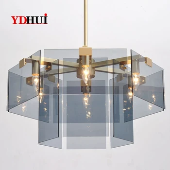 

Postmodern living room chandelier golden light luxury Nordic modern simple bedroom dining room chandelier glass lamps