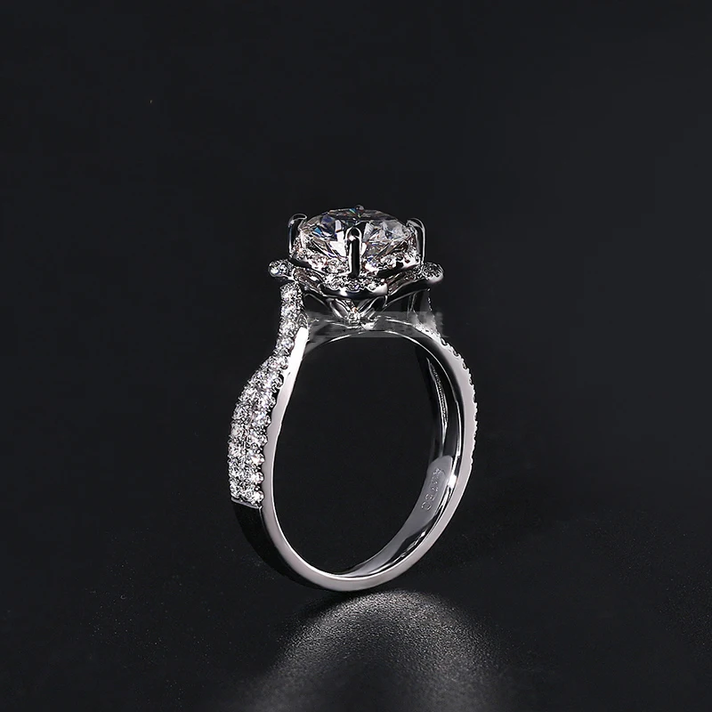 14K Золотое кольцо 2ct D Цвет VVS Moissanite кольцо обручальное кольцо с национальным сертификатом D04