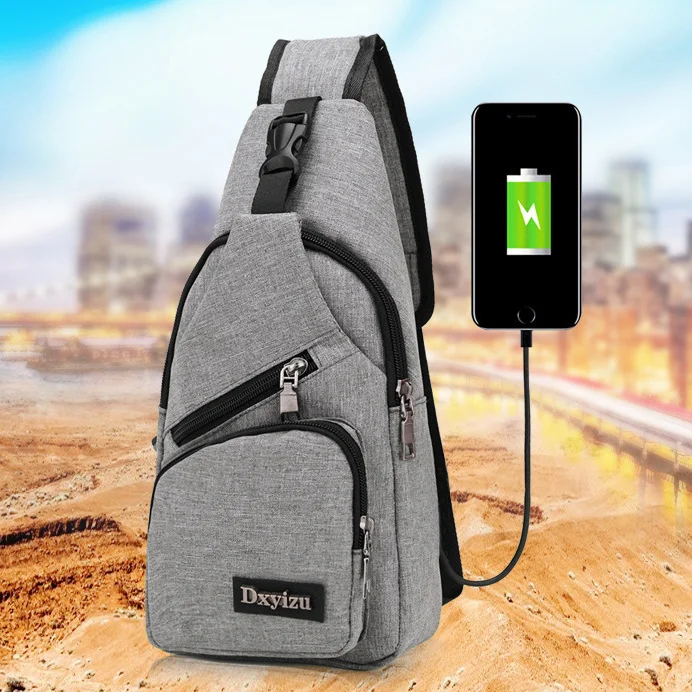 shuangzi usb charge one shoulder bag men messenger bags male waterproof sling chest bag 2019 new cross body bags