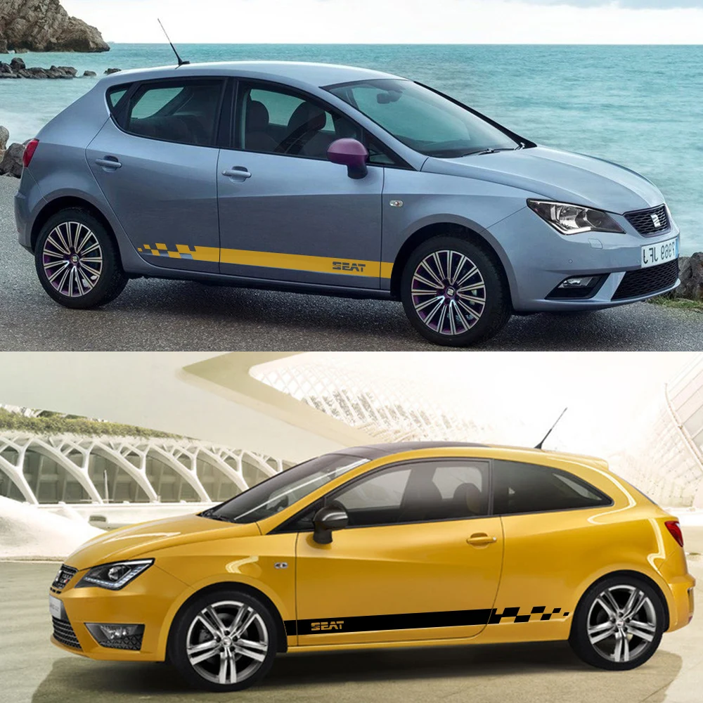 2 шт. автомобиля боковой двери юбка Наклейка Виниловая наклейка для Seat Leon MK3 MK2 Tarraco Ibiza 6J 6L FR Altea Ateca Toledo 2 3 1 4 аксессуары