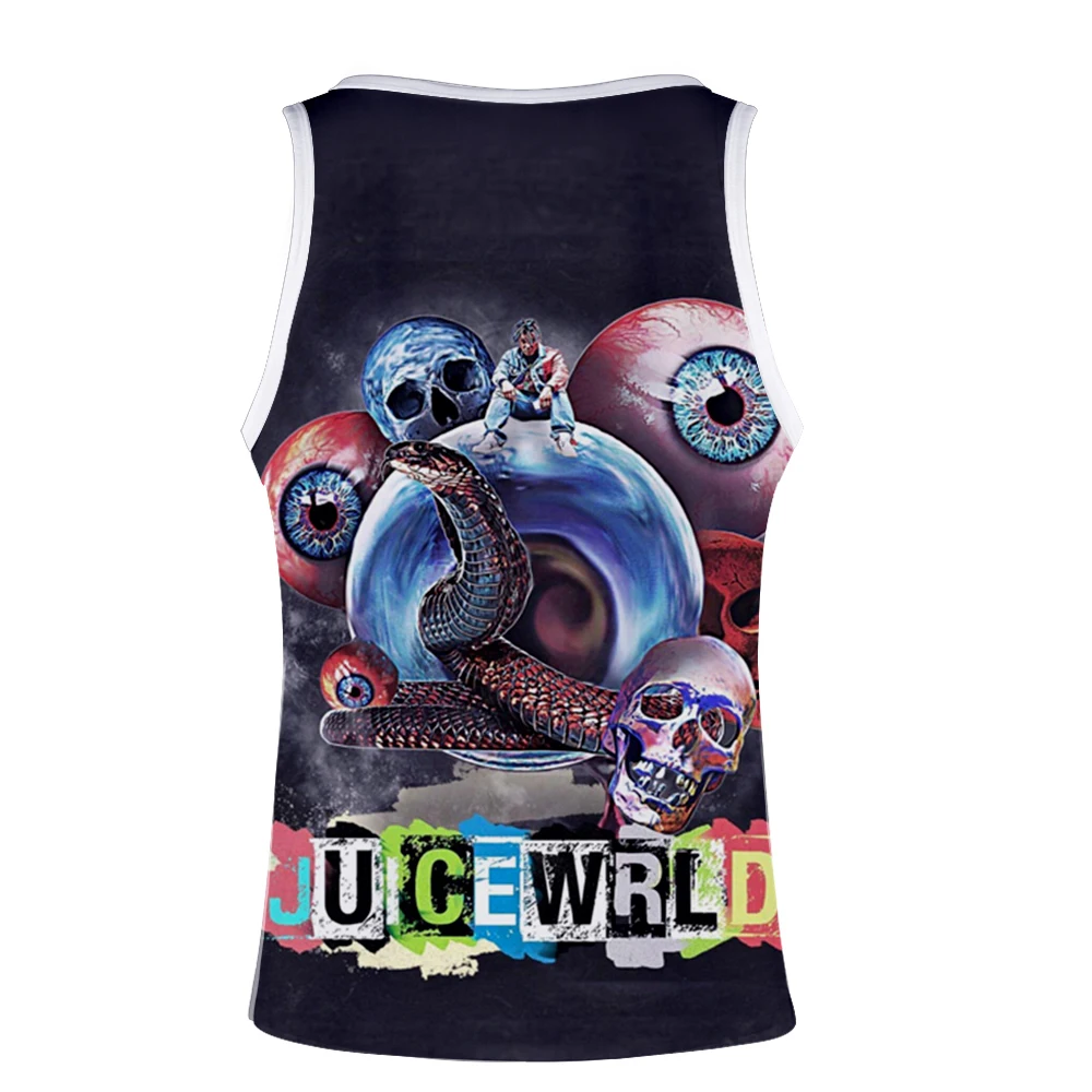 Juicewrld, майка, мужская, большого размера, для спортзала, топы, Harajuku, 3D принт, Juce Wrld, змея, жилет с черепами, хип-хоп, без рукавов, одежда для мужчин