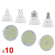 10Pcs/Lot GU10 MR16 LED E27 E14 LED Lamp Spotlight Bulb AC 220V 240V 48 60 80 LEDs Bombillas Ampoule Lamparas LED Bulb Indoor