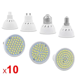 10Pcs/Lot GU10 MR16 LED E27 E14 LED Lamp Spotlight Bulb AC 220V 240V 48 60 80 LEDs Bombillas Ampoule Lamparas LED Bulb Indoor