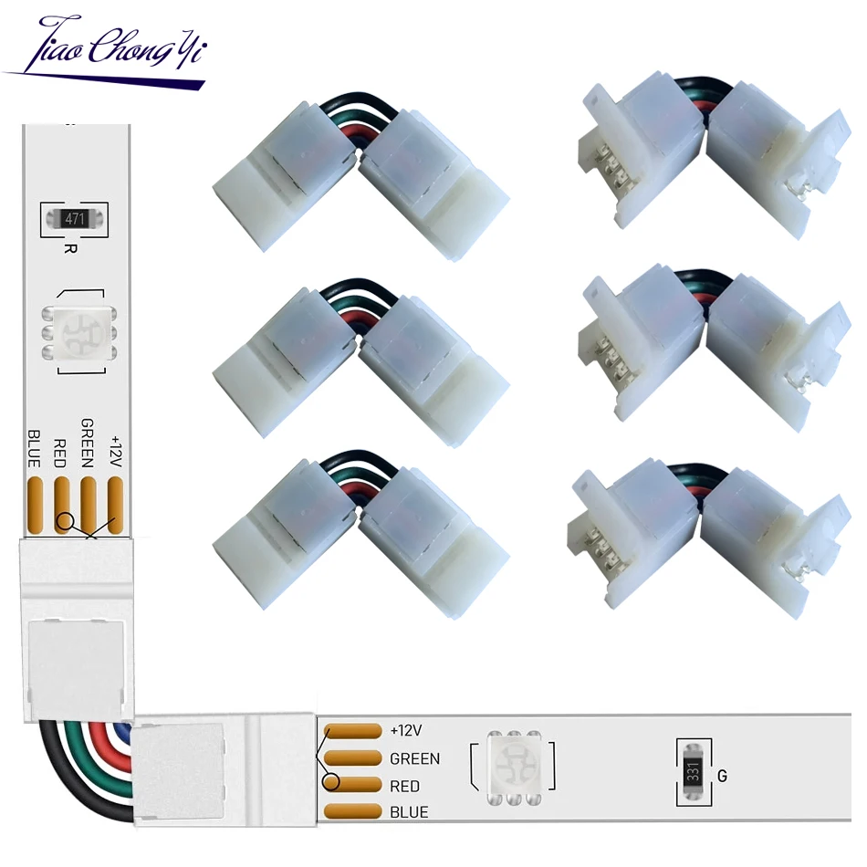 10Pcs 5050 10mm L Shape Connector RGB LED Strip 90 Degree Corner Connectors