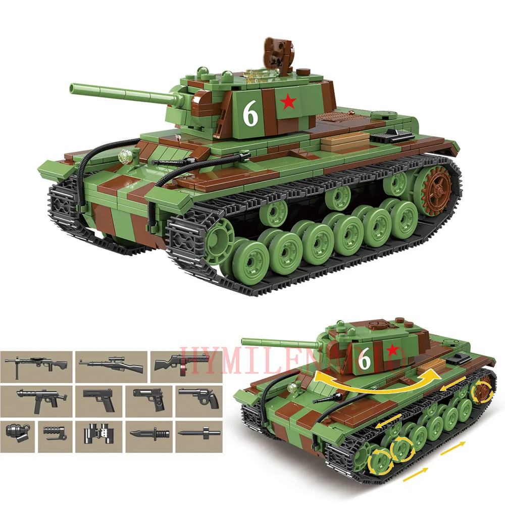 

2019 World War 2 WW2 Soldiers Armored Vehicle KV-1 Heavy Tank Military SWAT Army Building Blocks Bricks Toys Juguetes Gift