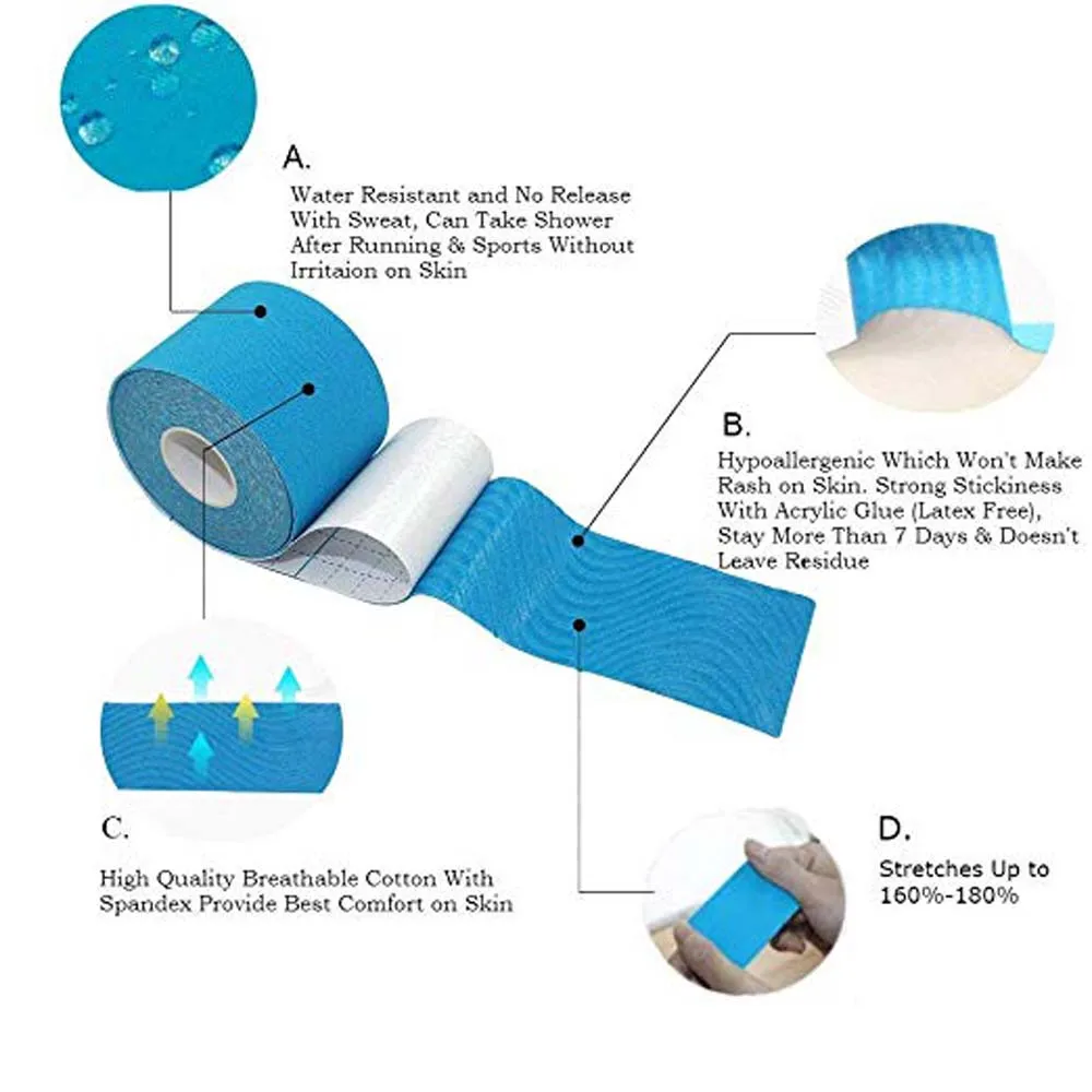 5x5 см кинезиологическая лента водонепроницаемая Спортивная восстанавливающая лента для обвязки гимнастического Теннисный корт для мышц колена эластичная повязка для фитнеса