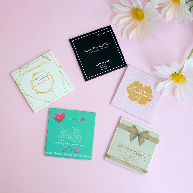 Grille de polissage pour bijoux, emballage mignon, argent, or et argent, 50 pièces, petite taille, 5x5cm