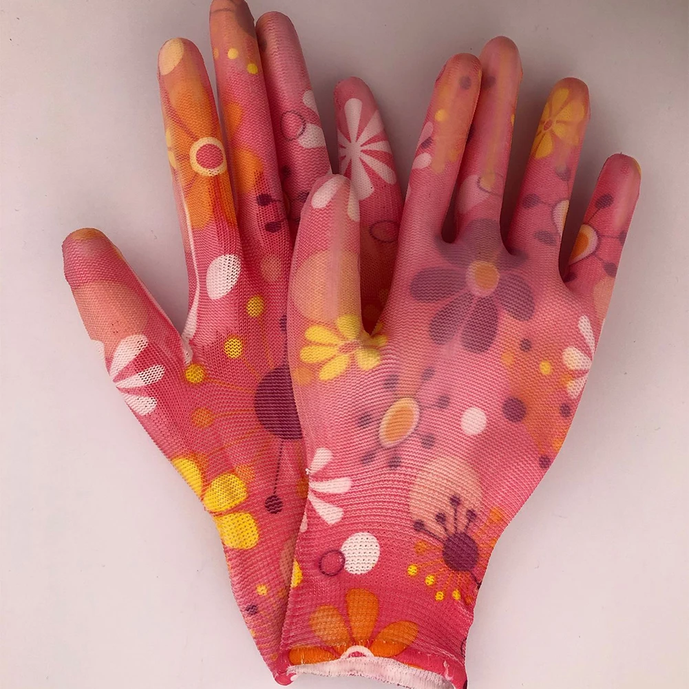 Женские рабочие перчатки из искусственной кожи прочные нескользящие водонепроницаемые садовые перчатки для защиты рук с цветочным рисунком износостойкие антистатические