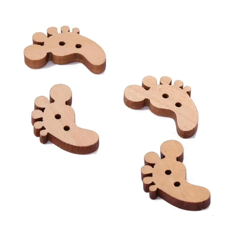 100pcs/bag Wooden Cartoon Buttons Handmade DIY Sewing Craft Scrapbooking Decor for DIY Baby Apparel Accessories Decoration