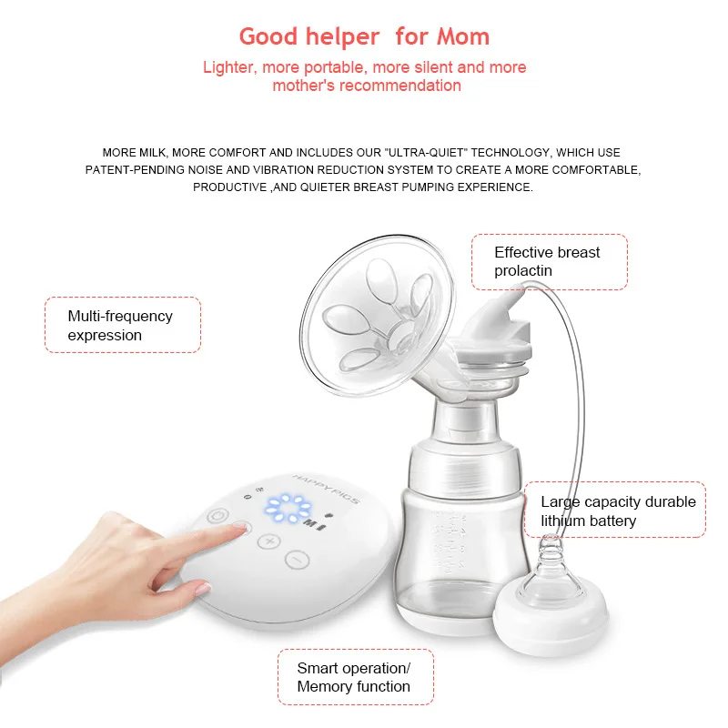 

Smart Electric Breast Pump Mute Large Suction Touch Screen Automatic Pumping English Unisex