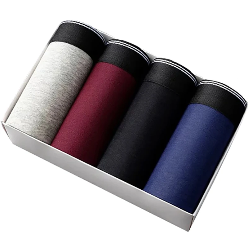 

4Pcs/Lot Boxers Men Cotton Underpants Soft Breathable Homme Mens Boxers Shorts Male Solid Flexible Comfortable Underwear