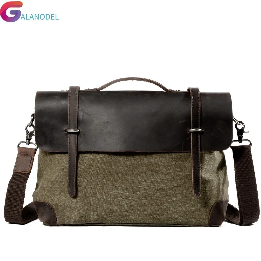 

Package Cowhide Crazy Match Canvas Single Package Male Man Business Affairs Leisure Time Portable Oblique Satchel Briefcase