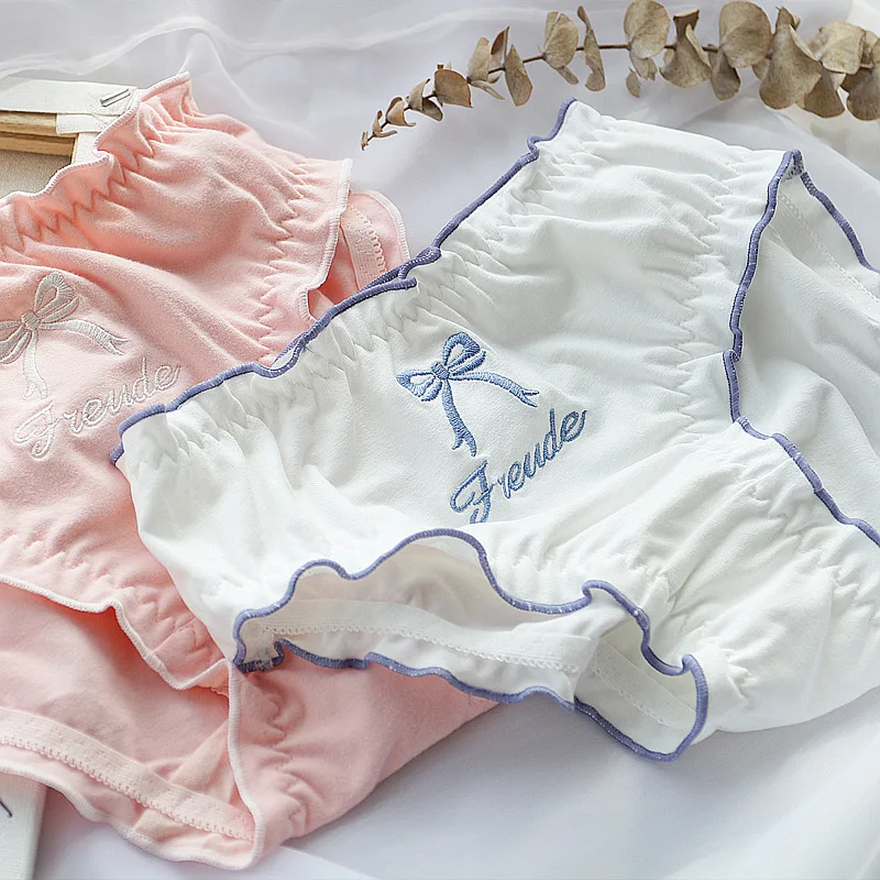 Модное милое нижнее белье с бантом женские бесшовные трусики хлопковые