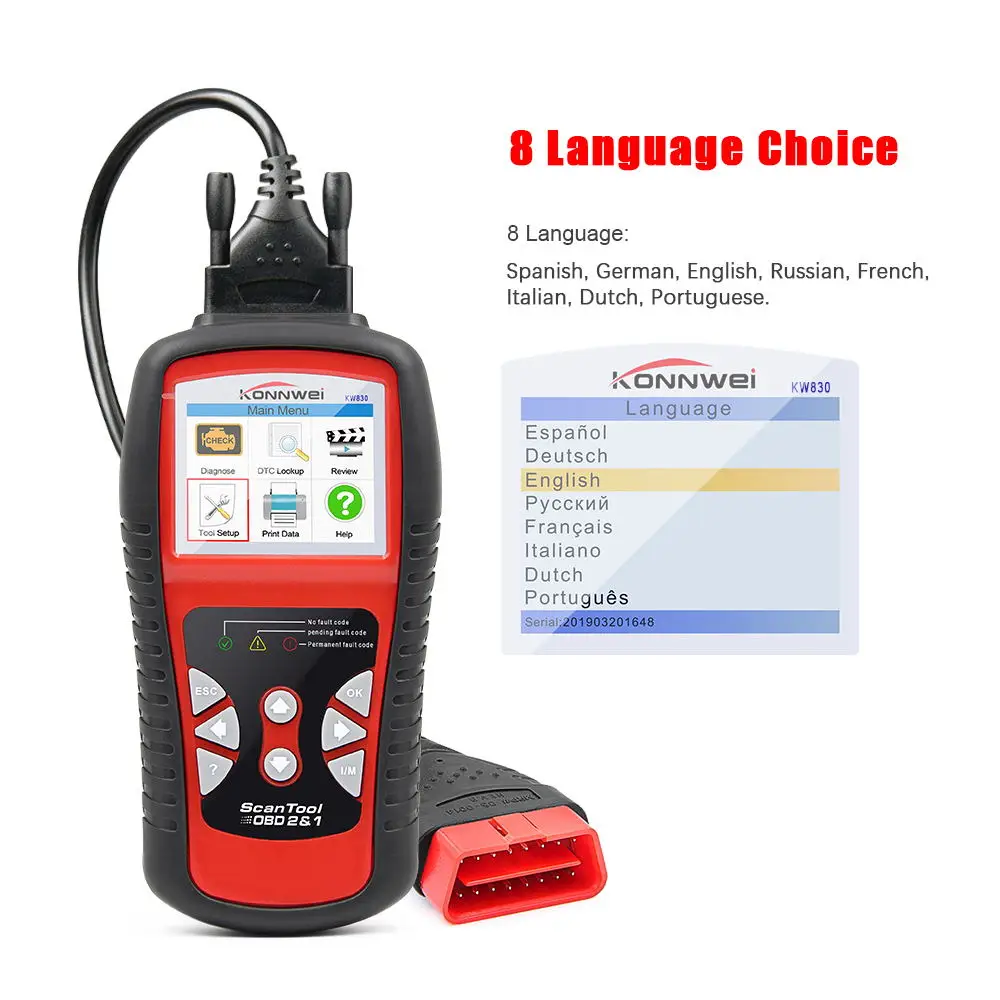 KONNWEI KW830 OBD2 ODB2 Автомобильный сканер для диагностики автомобиля Универсальный Автомобильный сканер ошибок ODB2 автомобильный диагностический сканер