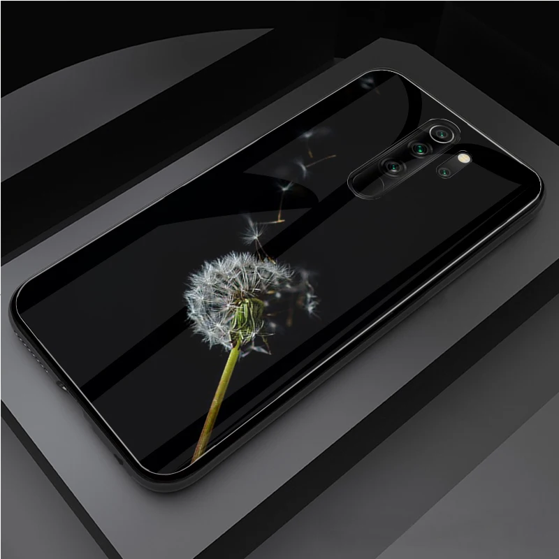 leather case for xiaomi Dandelion flower Tempered Glass Phone Case For Redmi Note 5 6 7 8 9 Pro Note8T Note9S Redmi8 9 Cover Shell xiaomi leather case custom