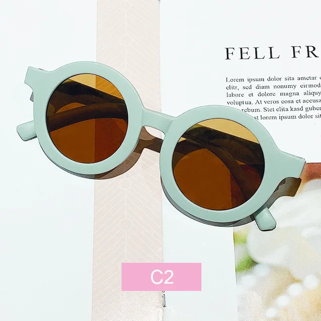 Free shipping children's color round frame light PC cute small face sunglasses Frame Tea Slices