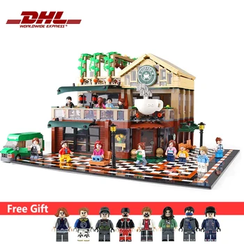

City Street View Leisure Coffee Shop Store 2059pcs Ideas Building Blocks Bricks With LED Light Toys